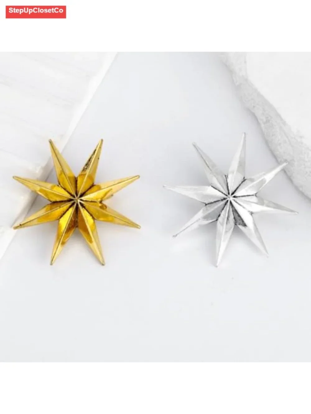 Minimalist Octagram Star Brooch Pin Women Celestial Lapel Badge